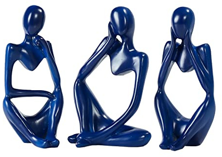 BMLCGJ Thinker Statue, Gold-Dekor, abstrakte Kunst-Skulptur, goldene Harz-Sammelfiguren für Zuhause, Wohnzimmer, Büro, Regal-Dekoration, tolle Geschenkideen (blau)