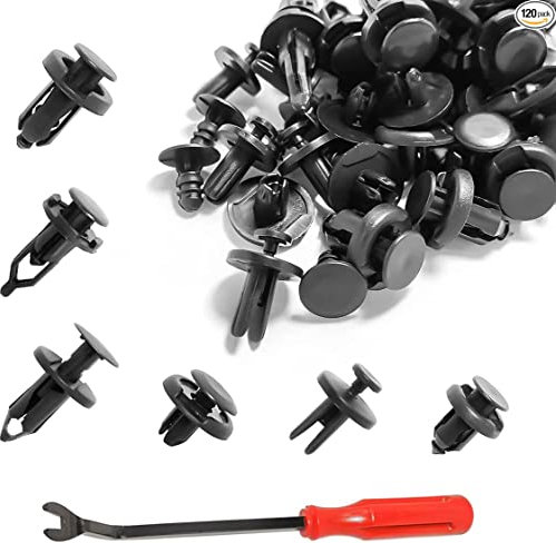 120 Stück Nieten Clips Kunststoff Nieten Befestigung Kit Dehnschrauben für Türverkleidung Stoßfänger Ersatz mit Demontagewerkzeug, erhältlich in verschiedenen Formen und Größen