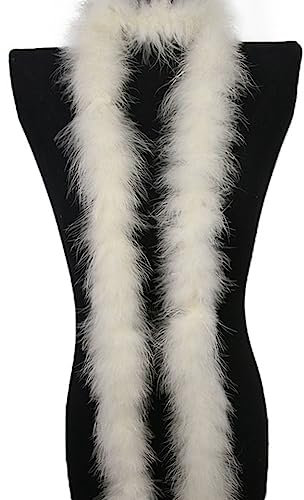 Yurosiay 2m Groß Bunt Federstreifen 10cm Breite Flauschige Federboa 30g Verdickt Federgirlande Deko Einfarbig Feder Streifen Nähen DIY Federboa Basteln Federn Borte für Kostüm Party Beige
