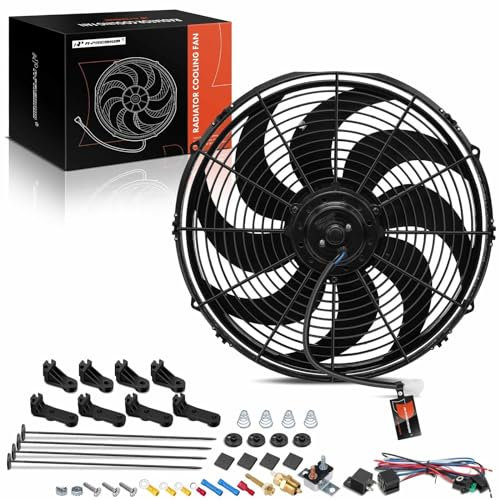 A-Premium 16'' 16 inch Electric Radiator Fan High 3000+ CFM, 12V 120W with Thermostat Wiring Switch Relay Kit