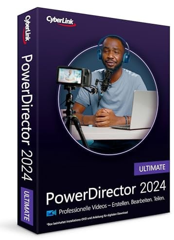 CyberLink PowerDirector 2024 Ultimate | Professionelles Videobearbeitungsprogramm für PC mit Greenscreen und tausenden Effekten | Fotoshow | Für jede Filmproduktion | Screen Recorder | Windows [Box]