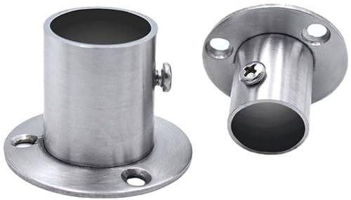 Konrunppy 2 Stück Edelstahl Rohr Flansch Sockel Halterung, Kleiderschrank Stange Halterung Flansch Basis Stange Ende Halterung (32mm)