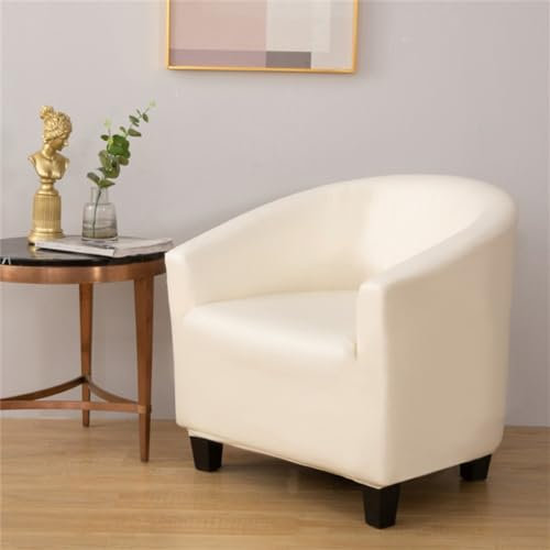 Highdi Sesselbezug 1 Sitz Wasserdichtes Leder Stretch Sesselüberwurf Clubsessel Sesselhusse - Waschbar Universal Sesselschoner mit Armlehnen für Clubsessel, Cocktailsessel (Beige)
