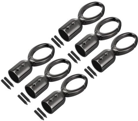 QUARKZMAN 6Stk Kordel Endkappe 15mm/0.6 Endkappe Trommel Perlen Endstücke Schnur mit Schrauben Suche für Tassel Schmuck Herstellung Tasche Riemen Basteln Schwarz