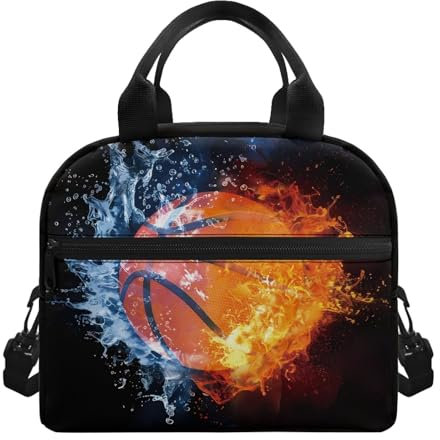 DISNIMO Lonchera de baloncesto para niños, con cremallera y asa superior, ligera, de gran capacidad, aislada, para el trabajo escolar
