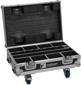 ROADINGER Flightcase 8x AKKU Mini IP UP-4 QCL Spot MK2 mit Ladefunktion | Truhen-Case