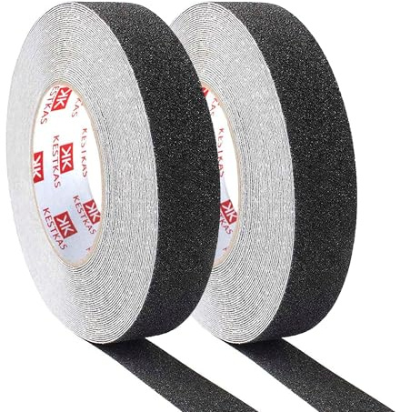 KESTKAS Bande Antidérapante 25mm x 15m (Pack 2) - Noir - Adhésif intérieur et extérieur - Ruban antidérapant - pour Les escalier et Les marches