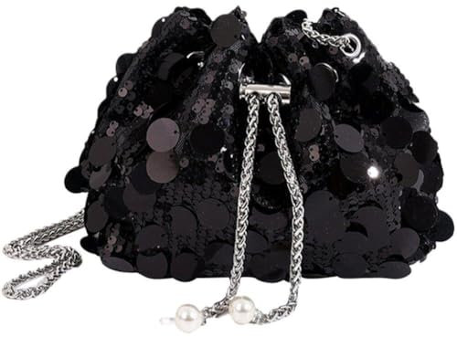 Pailletten-Beuteltasche, Modische Handtasche Kordelzug, Schultertasche, Große Kapazität, Umhängetasche, Glänzende, Lässige Tragetasche Für Damen