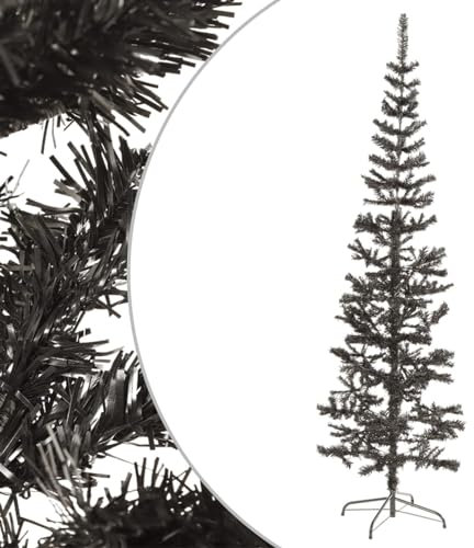 Homgoday Decorazioni Natalizie, Albero di Natale, Natale Artificiale Sottile Supporto, Albero di Natale Sottile Nero 210 cm