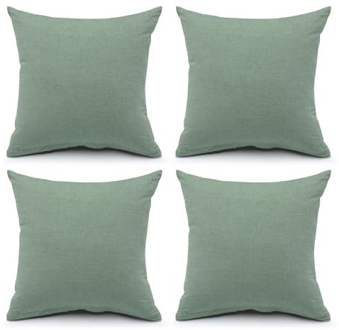 ATsense 4er Set Kissenbezug 40x40 cm - 100% Gewaschene Baumwolle, Einfarbig Grün Kopfkissenbezug mit Reißverschluss, Oeko-TEX Zertifiziert Weich, Nicht Lleicht Verformbar