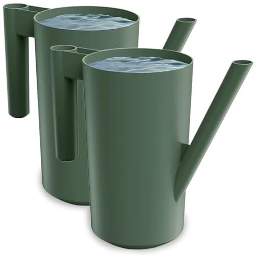 PECZEKO Gießkanne 2,0 Liter für Haus & Garten - aus robustem Kunststoff - giesskanne zur einfachen Bewässerung von Blumen, Pflanzen und zimmerpflanzen 2er-Set (2 Pack) Grün