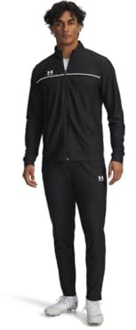 Under Armour Men's Challenger Tracksuit, Men's Tracksuit with Fast-Drying Material and Ankle Zips, Comfortable and Tough Gym Wear for Sports and Training,Black / / White,XL