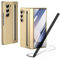 Funda para Galaxy Z Fold6 con Lápiz Óptico, Protector de Pantalla y Ranura para S Pen - Cuero con Bisagra para Samsung Galaxy Z Fold 6 - Oro