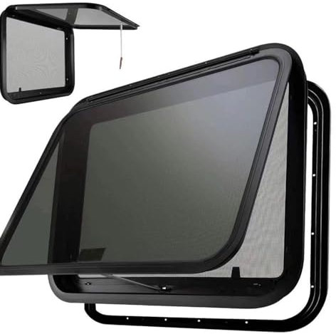 Ventana de Escape RV Ventana Lateral RV Ventana con Obturador Integrado y Cortina voladora RV RV Ventana de Empuje Exterior RV, Camper,559x381mm/22x15in