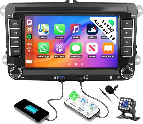Zomolither 1G+32G Android 13 2 Din Car Stereo for VW Golf 5 Plus 6 Passat B6 Polo with Wireless Mirror Link,7 Inch Touch Screen Bluetooth Car Radio GPS Navi WiFi FM/RDS SWC+ Backup Camera
