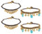 PH PandaHall Bracelets de Cheville Bohèmes 2pcs Bracelets de Cheville Indiens Bracelet de Cheville Doré Accessoires Décoration Turquoise pour Femmes et Adultes Bijoux de Plage D'Été 24cm