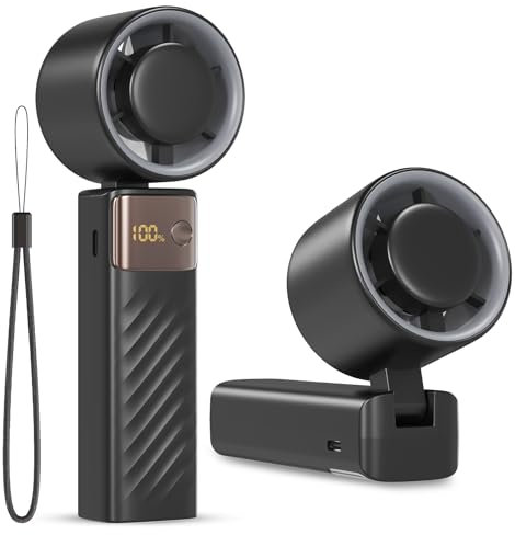 Ventilateur Portable à Main, Mini Ventilateurs USB Rechargeables, 199 Vitesses avec Écran LED, Ventilateur Pliable, Puissant et Silencieux Fan Maison, Bureau, Dortoir ou Voyages