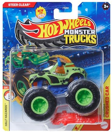 Hot Wheels Monster Trucks Steer Clear, 2025 Edition, Green Monster Truck with Large Wheels, Ages 3+