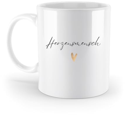 Tasse Herzensmensch | Kaffeetasse mit goldfarbenen Herz für Lieblingsmenschen | Geschenk für Freund Partner Freundin für Jahrestag, Valentinstag | Standard Tasse 330ml