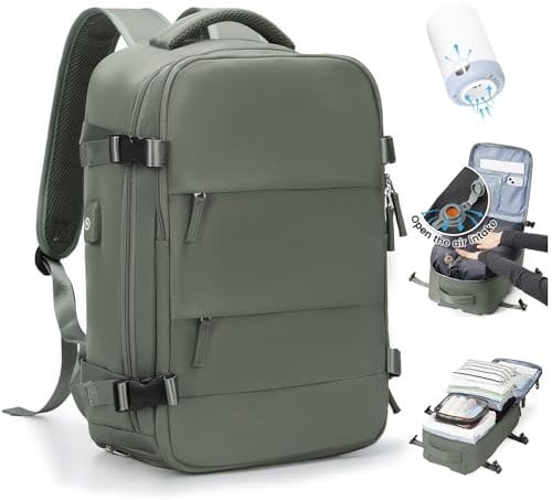 SZLX Vakuum Rucksack Handgepäck Damen, Airbag Rucksack Vakuum mit Vakuumsystem für Reisen, Ryanair Vacuum Reiserucksack mit Pumpe Wasserdicht Herren Vakuumkoffer