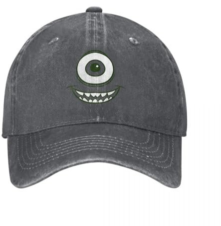 UOARQAUJ Monsters Inc. Halloween Mike Wazowski Männer Frauen Baseballmützen Lustige Karikatur Distressed Denim Hüte Kappe Vintage Outdoor Sun Cap