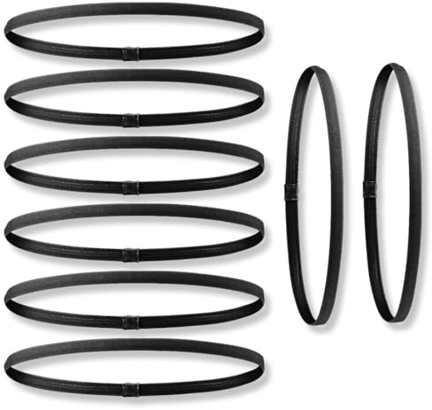 KEQAR 8 Pezzi Fascia Capelli Uomo Sport Bambini Fascia Capelli Ragazzi Calcio Fascette Capelli Ragazzi Sport Elastico Antiscivolo Fasce per Capelli Bambini Donna (Nero) (Sottile)