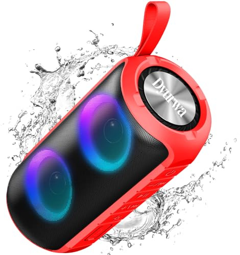 Dyurwa Portable Bluetooth Speaker with 24W Stereo Sound, Speakers Wireless Bluetooth 5.3 with 12H Playtime, IPX6 Waterproof and RGB lights, Built-in Mic Outdoor Speaker for Home/Hiking/Party/Travel