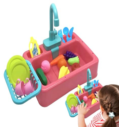 Dewireaey Lavabo de juguete | automático de circulación de agua,Mesa interactiva de fuente de agua para niños a partir de 1 año y niñas dentro y fuera