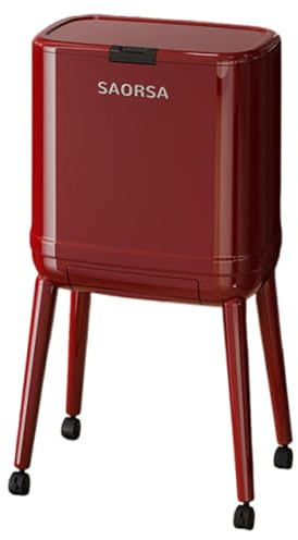 Folpus Poubelle avec Couvercle à Pression 16 L Polyvalente pour Bureau, Maison, Commode, Cuisine, Rouge