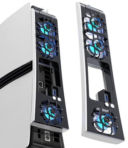 NEWDERY Ventilador de refrigeración para consola PS5 Pro | Ventilador silencioso con velocidad controlada automáticamente por temperatura, compatible con PlayStation 5 Pro, Blanco