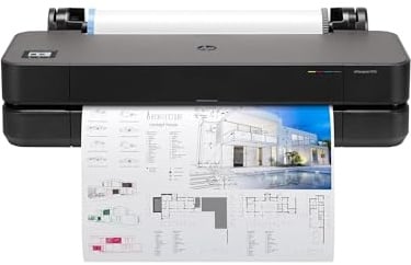 HP DesignJet T210 24 Zoll, 61 cm 8AG32D, Großformatdrucker, Plotter, Standard A4-A1, 59 A1-Ausdrucke/Stunde, 45 Sekunden pro Seite, Recyceltes Metall, Click,Schwarz