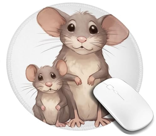 Mother and Child Rats Round Mouse Pad 8 X 8 in, Ultra-Smooth Gaming Mousepad Portable Non-Slip Rubber Base Waterproof Mouse Mat for Desk, Laptop, Pc & Office 4 Pcs