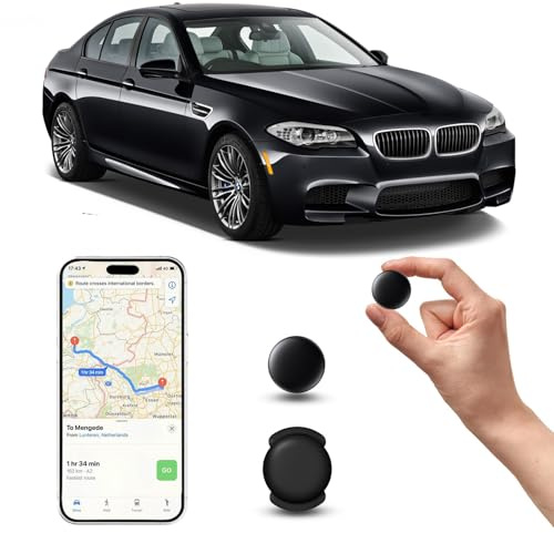GPS Tracker Auto Ohne ABO (iOS), Keine SIM-Karte erforderlich, Versteckter Magnetischer Mini GPS Tracker für Kinder und Haustiere, Ohne Monatliche Kosten, Kompatibel mit der Apple Find My (1 Schwarz)