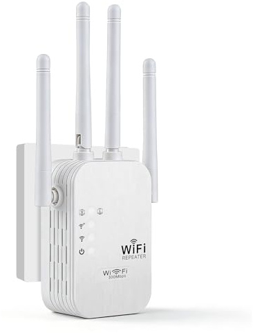 Ripetitore WiFi Potente per Casa,1200Mbps Doppia Banda 2.4G/5G, Amplificatore WiFi con Porta LAN 4 Antenne Compatibile con Tutti Router Modem per Casa e Ufficio