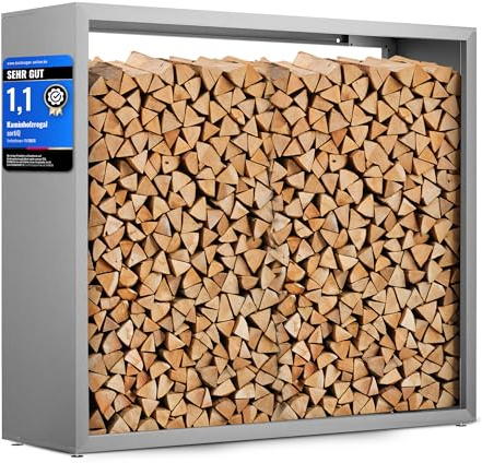 sortiQ Kaminholzregal Metall [DB 701] Kaminholz-Regal für außen & innen - wetterfeste, moderne Brennholz-Stapelhilfe für stabile Holzaufbewahrung Holzlager mit Stellfüßen (170 x 145cm)