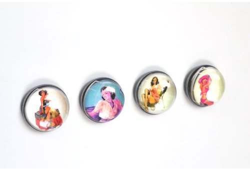 HAB & GUT -MC217V- Runde Kühlschrankmagnete Arts & Lyrics Motiv: Pinups, Set mit 4 Magneten-, 25 mm