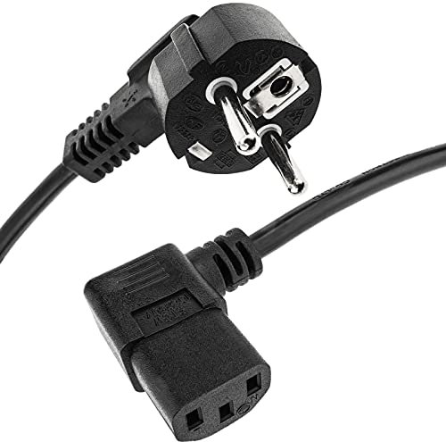 BeMatik - Cable de alimentación eléctrico IEC-60320 C13 acodado a schuko Macho de 1.8 m