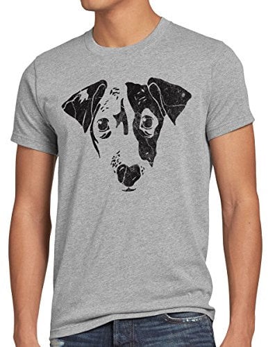 style3 Kleiner Strolch T-Shirt Herren Jack Russell Hund, Größe:S;Farbe:Grau meliert