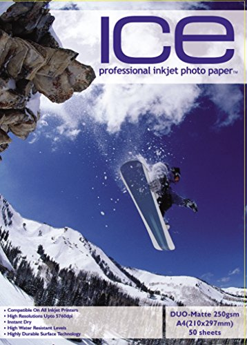 ICE Fotopapier, 50 Stück, A4, 250 g/m², doppelseitig matt.