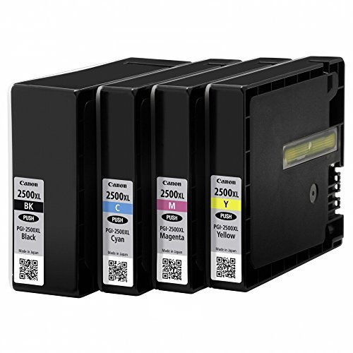 Canon PGI-2500XL BK/C/M/Y + Calc Tintenpatrone Schwarz, Cyan, Magenta, Gelb – Tintenpatronen (Original, Pigmenttinte, Schwarz, Cyan, Magenta, Gelb, 4 Stück) MAXIFY iB4050, MB5