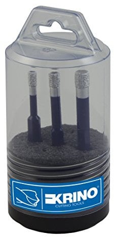 Krino 03120210 fresa Diamantada keramaster Plus para gres, cerámica y azulejos, corte seco, juego de 3 piezas, acero, diámetro 6 – 8-10 mm