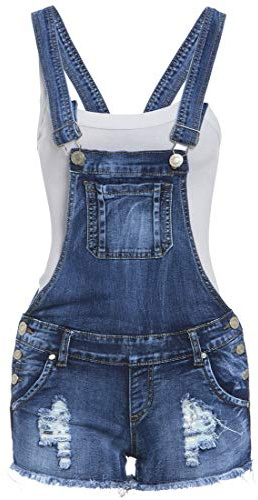 SS7 Women's Denim Dungaree Shorts, Sizes 4 to 14