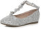 AJVANI T-BAR Glitter Wedding Bridesmaid Shoes Ballerinas Size 34 Silver