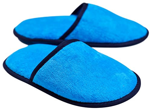 Sowel® Ciabatte Spugna, Pantofole da Bagno, 100% Cotone Organico, Donna et Uomo, Blu/Marina