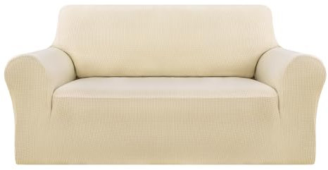 Deconovo Copridivano 2 Posti in Elastico Fodera Protettiva Divano Universale con Braccioli per Divano Beige