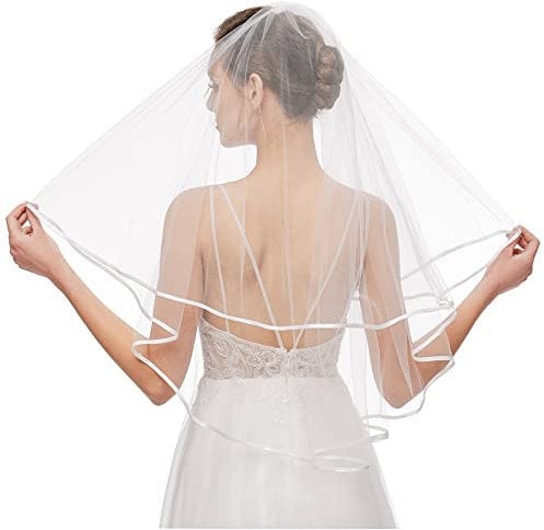 Brautschleier Hochzeit Schleier Lang Kurz Kurbelkante Mit Kamm 2 Schicht