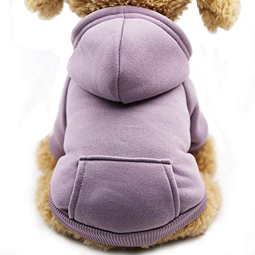 Jecikelon Sudadera con capucha de invierno para perros con bolsillos, ropa cálida para perros pequeños, abrigo para Chihuahua, ropa para cachorros, gatos, personalizado (lila, mediano)
