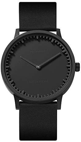 LEFF amsterdam - T40 - Armbanduhr - Schwarzes Gehäuse - Schwarzes Lederarmband - Ø 40mm - Quarzuhrwerk