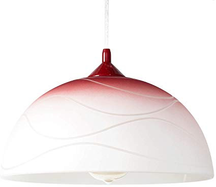 Licht-Erlebnisse Pendelleuchte Glas Metall Rot Weiß Esszimmer Wohnzimmer Ø30 cm E27 blendarm Retro Schirm runde Hängelampe Küche ADANIA