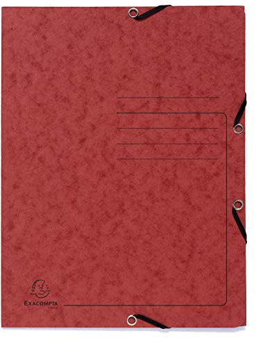 Exacompta 55405E Eckspannmappe Colorspan Karton 355 g/m², 24 x 32cm, für DIN A4, Gummizug, 3 Klappen, 1 Stück, Rot